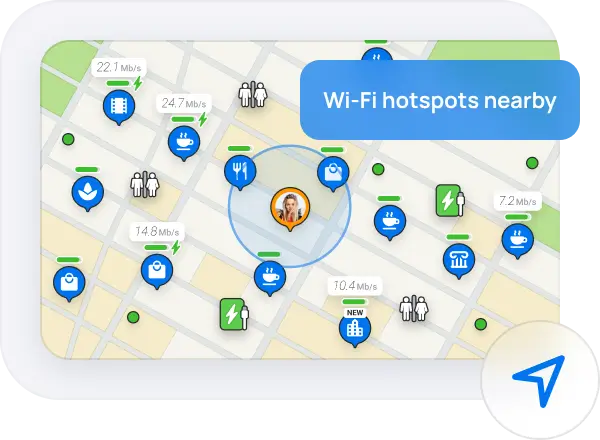Map of WiFi networks and passwords